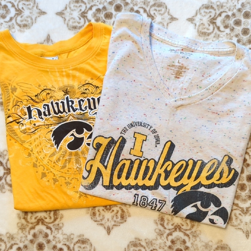 Iowa Hawkeye Yellow and Cream Short Sleeve Tees with Logo